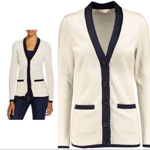 Tory Burch Jeanne two tone cotton cardigan
